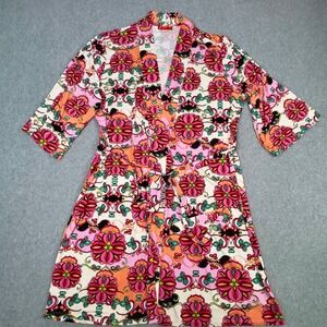 Josie‎ Natori Women's Size M Floral Robe Kimono Wrap Lounge Sleepwear Belted